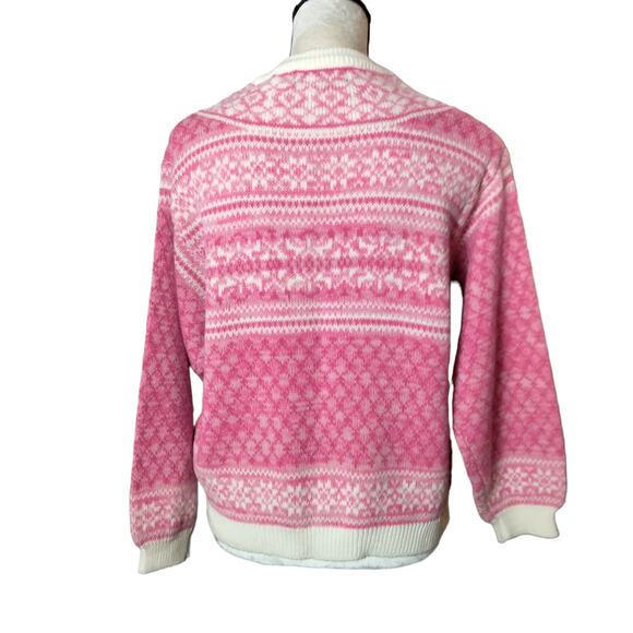 Vintage Pink and Cream Knit Crew Neck Sweater - Picture 7 of 7